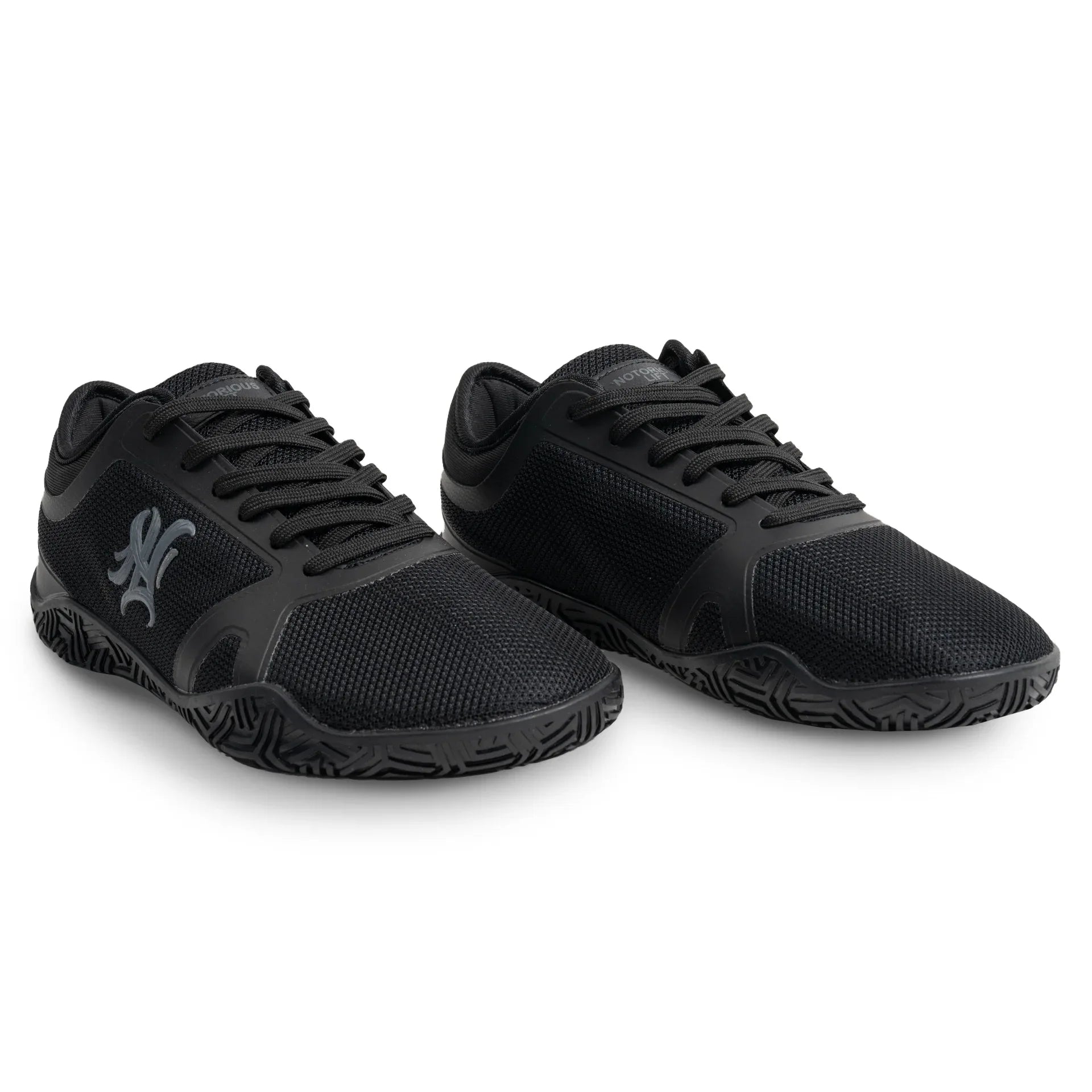 Radix Pro barefoot powerlifting shoe rear angle - reinforced heel, breathable mesh upper