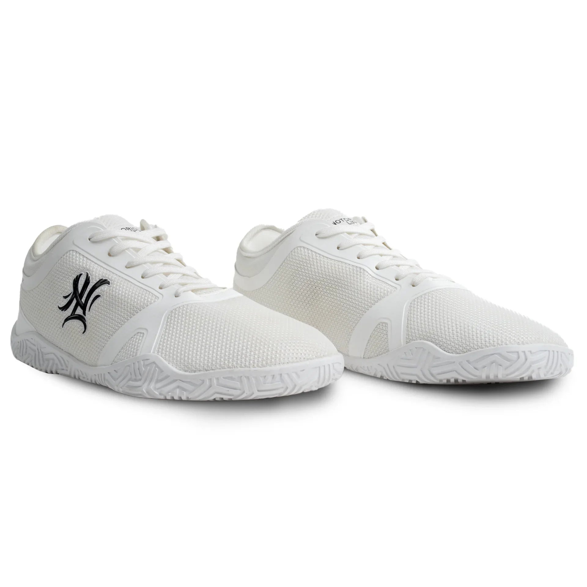 Radix Pro Bliss White side view - blue and black barefoot powerlifting shoe by Notorious Lift