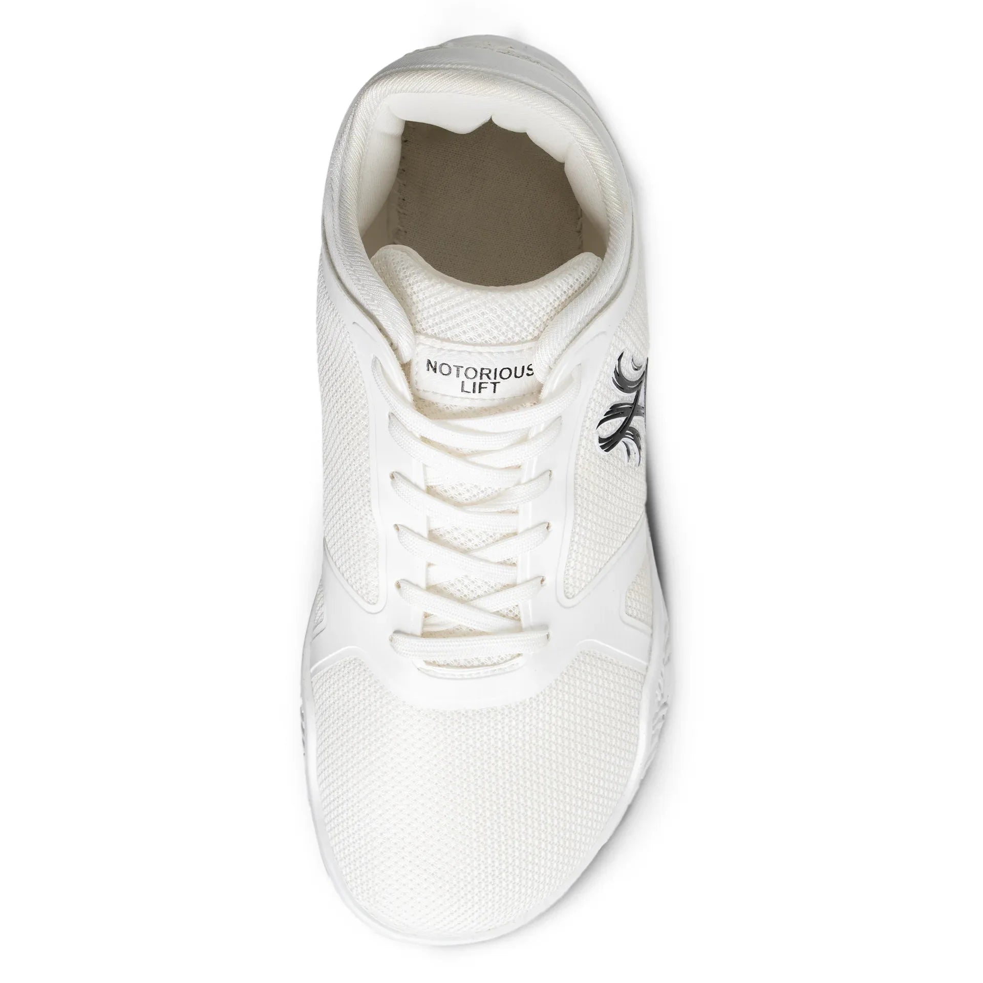 Radix Pro bliss white barefoot training shoe inner view - Lycra liner, padded sole, wide toe box