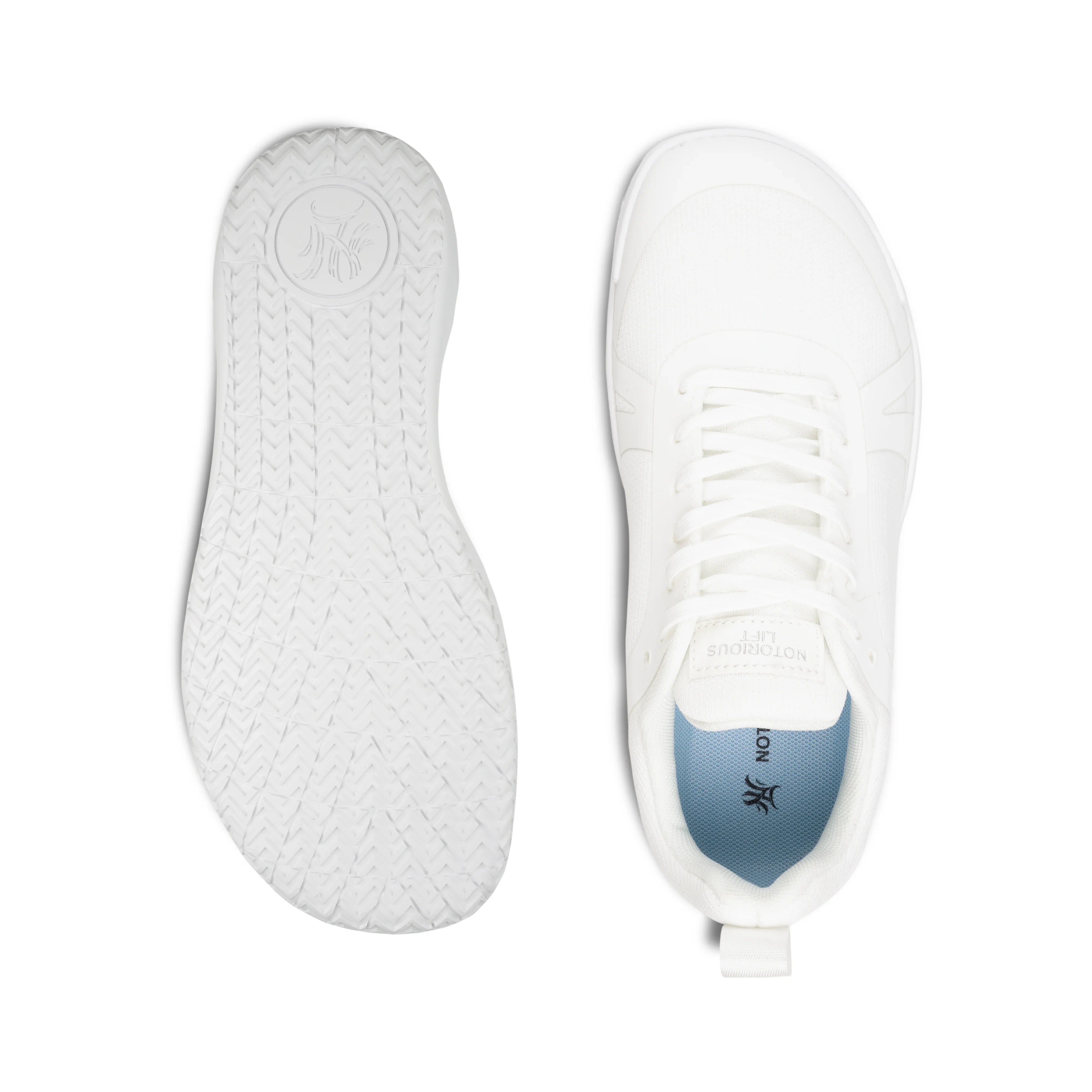 Radix Pure White barefoot powerlifting shoe sole view - ultra-thin 3.3mm rubber outsole